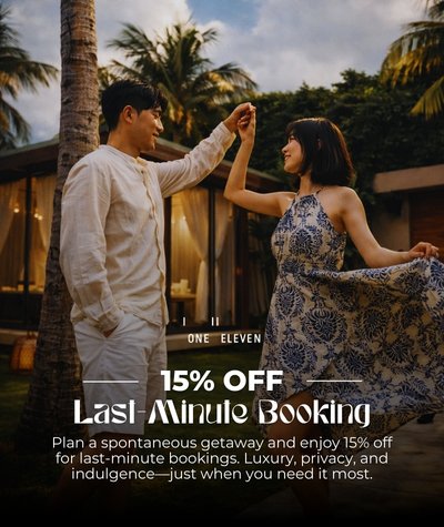 Pop up Banner Last-Minute Booking 15% OFF Private Villa Seminyak One Eleven Resorts - March 2026